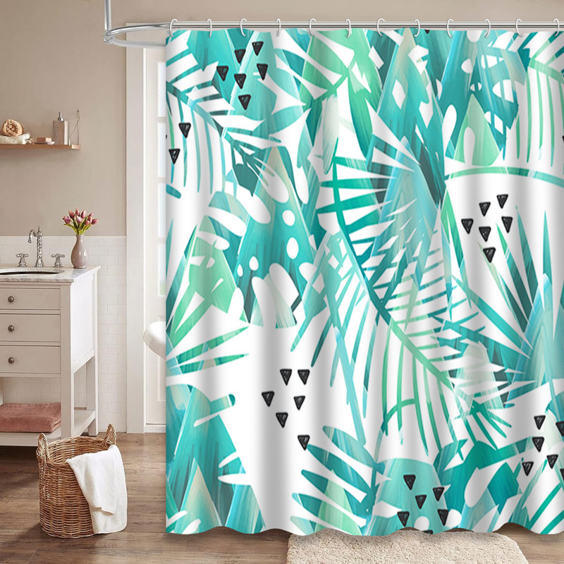 Rideau de douche avec 12 crochets Tropical Plants, L 72 po x l 84 po