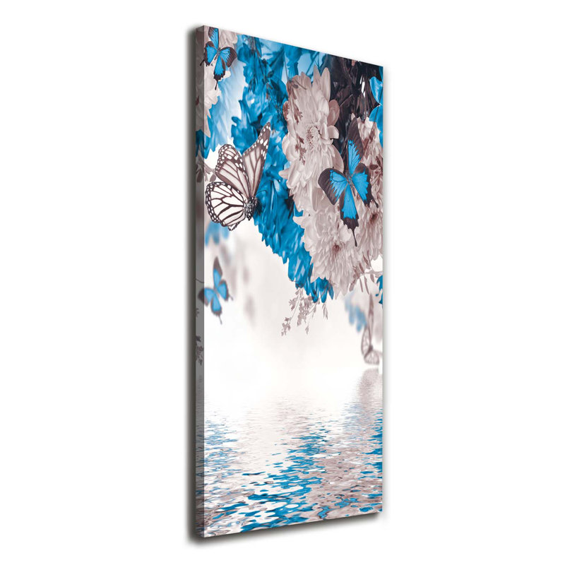 Flowers And Butterflies - Wrapped Canvas Print