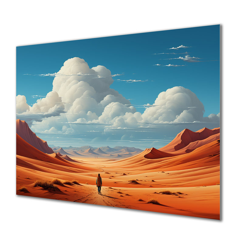 Art mural en métal brun et azur dans le désert de l'espace sur la planète Mars II, H 16 po x l 32 po x P 1 po