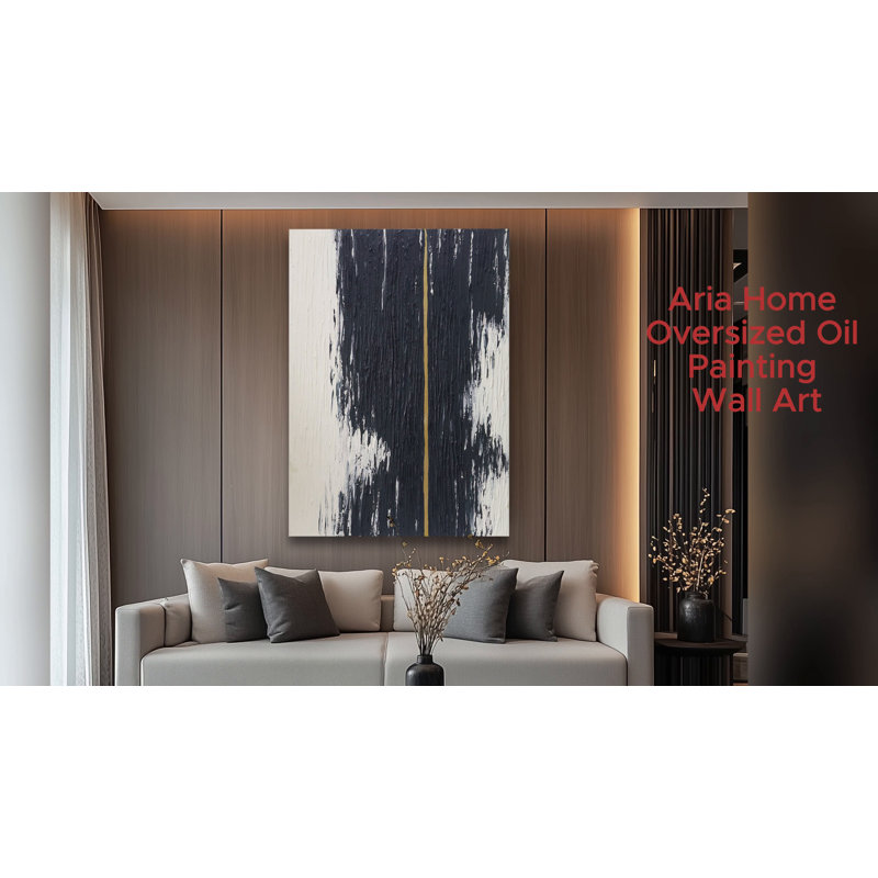 Large Abstract Blue and Gray Hand-Painted Canvas Wall Art