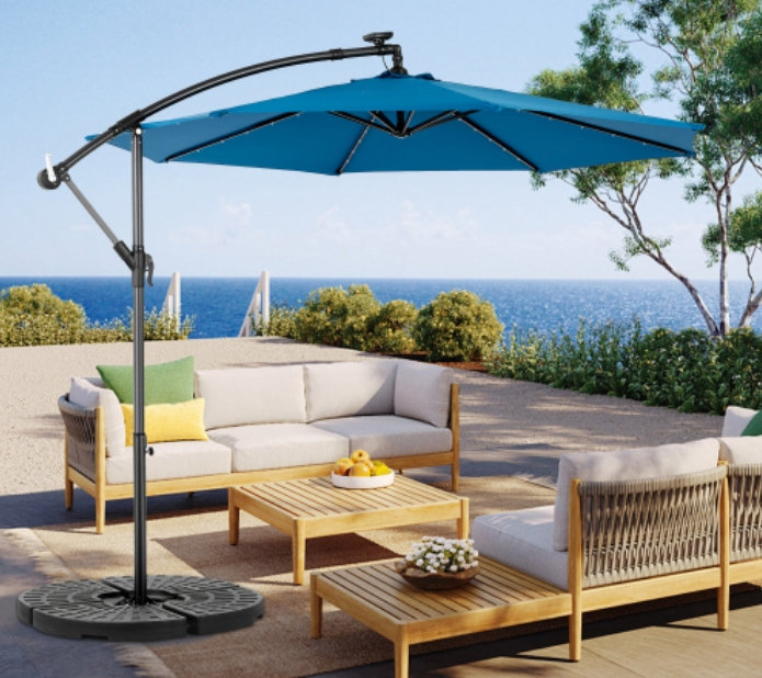 Parasol de marché à DEL 10 pi (bleu foncé) (sans base), Dark Blue