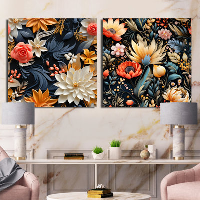 Eggen - Ensemble de 2 collages floraux carrés
