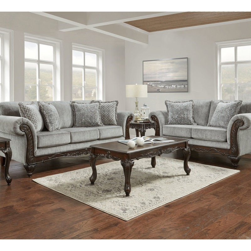 Hernen Carved Wood Frame Sofa