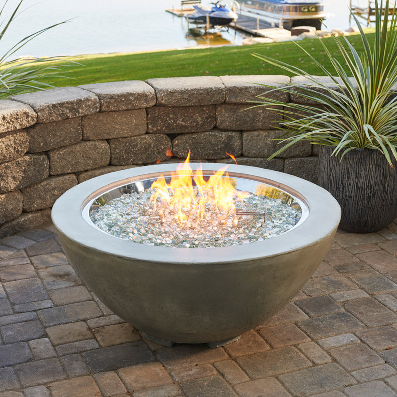 Round Concrete Smokeless Fire Pit, 19" H x 42" W x 42" D