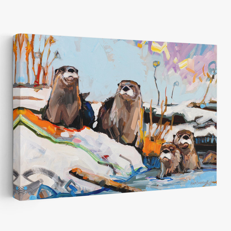 Feux d'artifice - animaux contemporains, faune, rivières, ruisseaux, art de neige, H 40 po x l 60 po