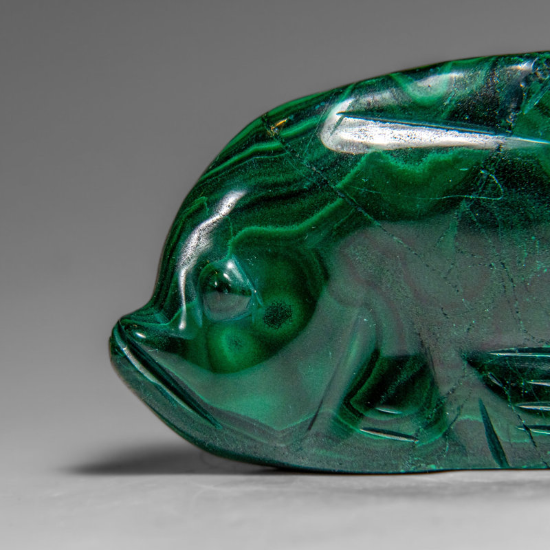 Genuine Polished Malachite Fish Carving (185 Grams)