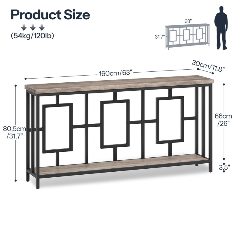 2-Tier Console Table Entryway Table Display Stand with Open Storage