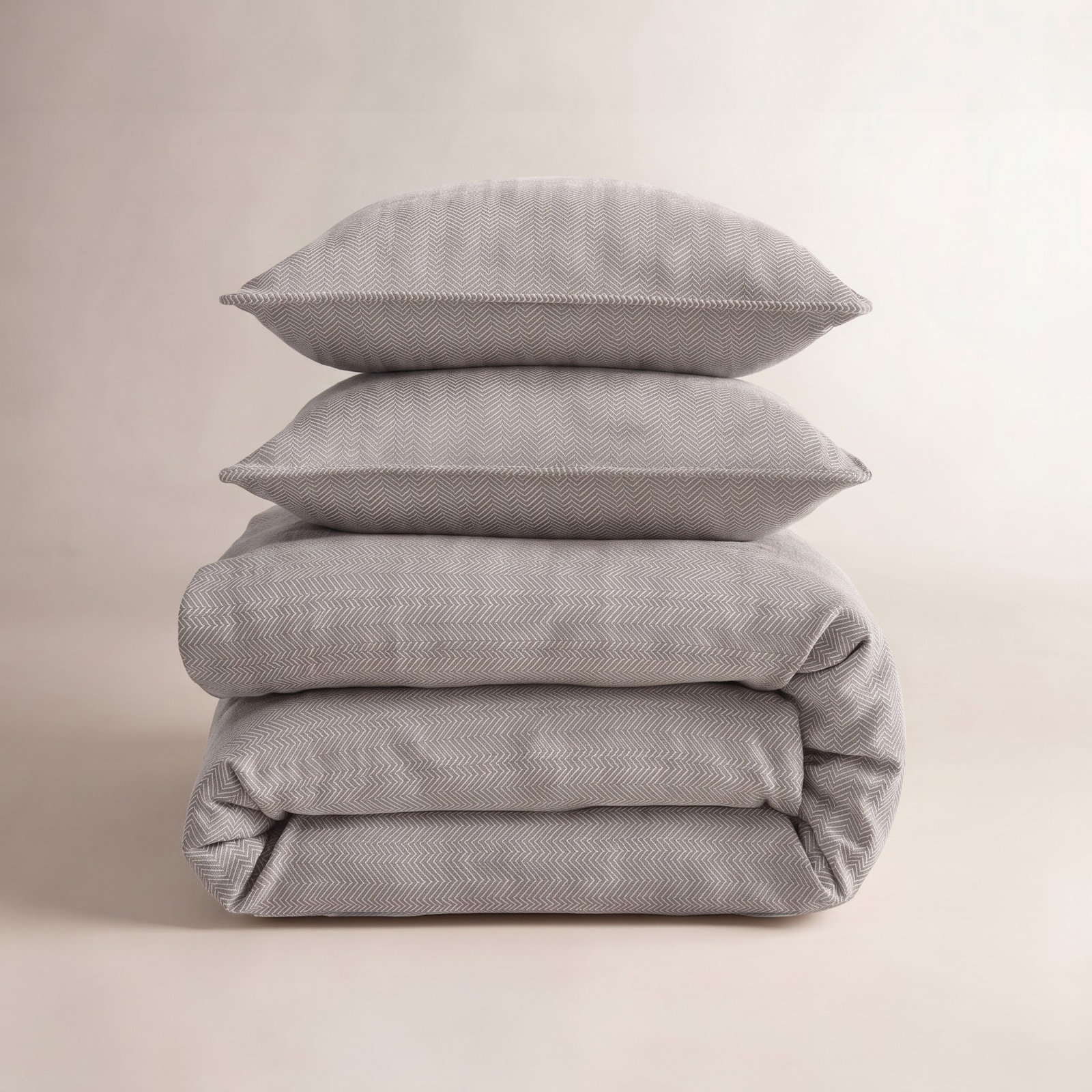 Chenille Herringbone Comforter Set, King Comforter + 2 King Shams, Taupe