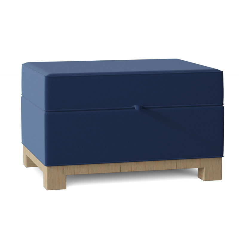 Repose-pieds rectangulaire avec rangement Brandes, Bleu marine Klein, Acajou