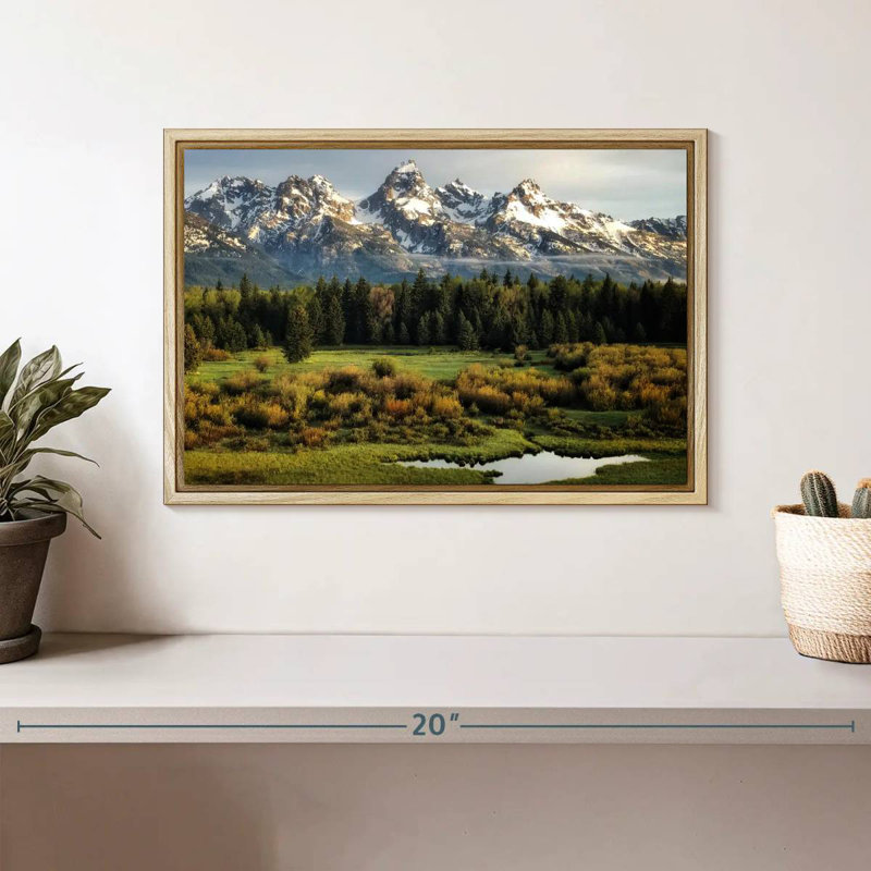 Grand Teton Beauty, Cadre flottant en bois naturel, 13 po x 9 po