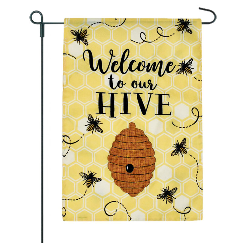 Drapeau de jardin en polyester 18 po x 13 po Bee