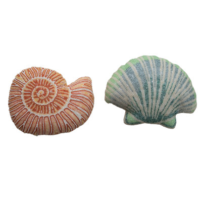 Fabric Beaded Shell-Shaped Pillow Set
