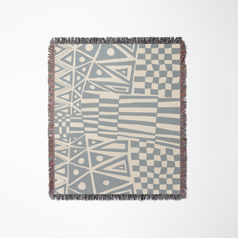 Cocodili Geometric 100% Cotton Blanket, Twin, Teal/Beige