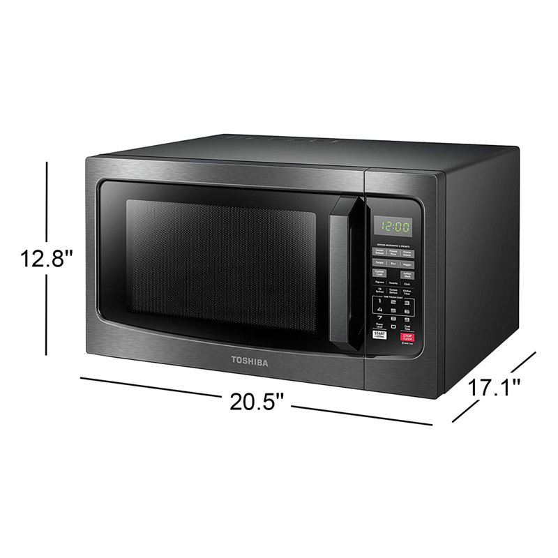 TOSHIBA 1.2 Cu Ft Countertop Microwave, Smart Sensor, 12 Auto Menus, Mute Function, Black, 1100W
