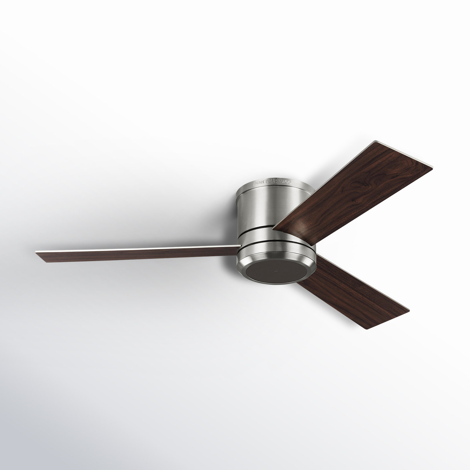 Rodrick 3 Blade Ceiling Fan with LED Light Kit, 52 inches, Brushed Steel with Silver/Walnut Blades