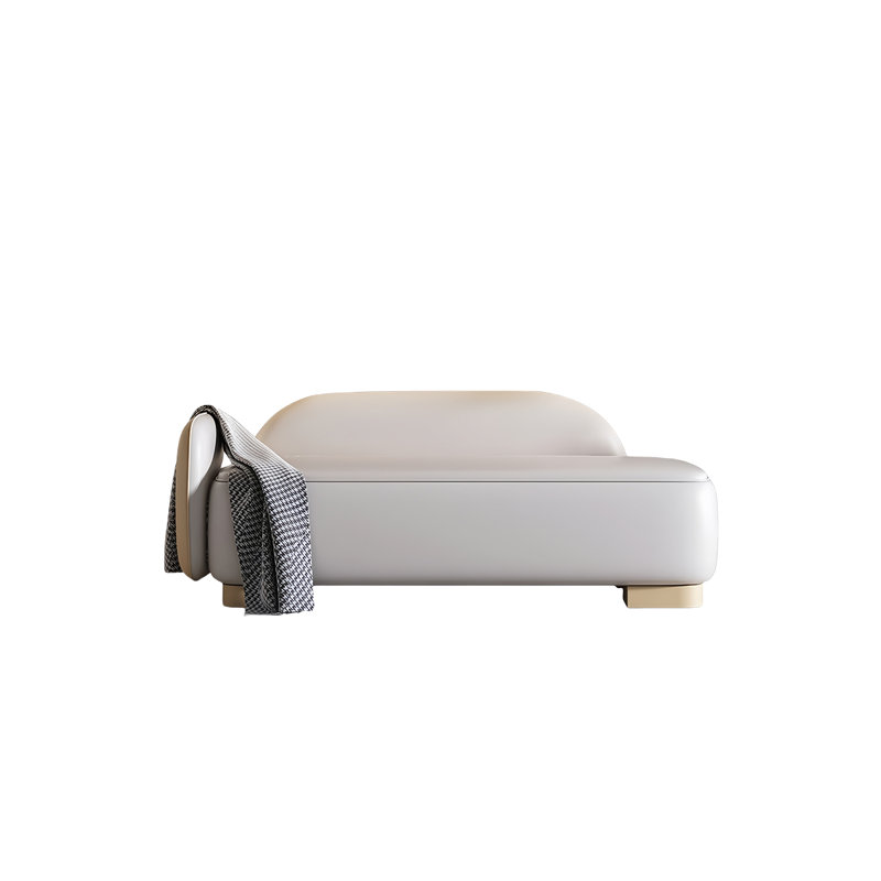 Banc rembourré en cuir Savell, H 21,25 po x l 47,24 po x P 21,65 po, Blanc cassé / Beige