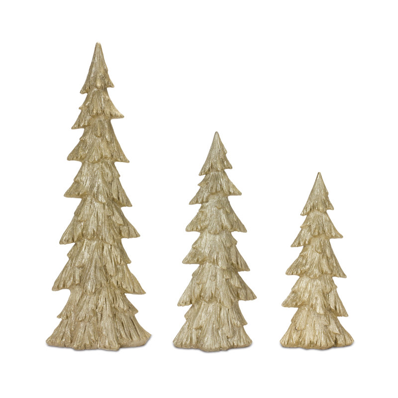 Rustic Gold Pine Tree (Set of 3), Gold