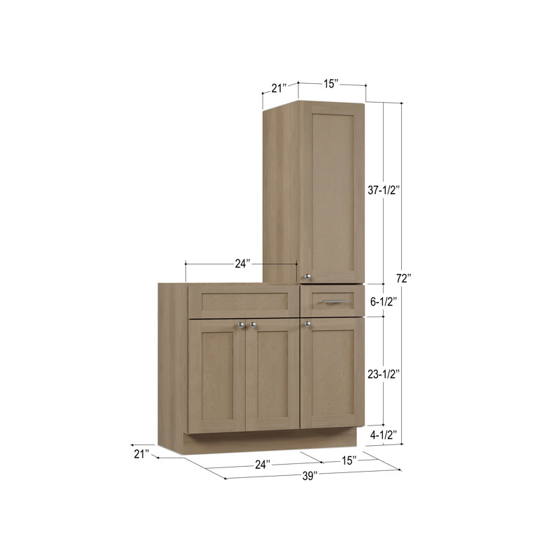 Meuble-lavabo simple 39 po Disar, Chêne naturel