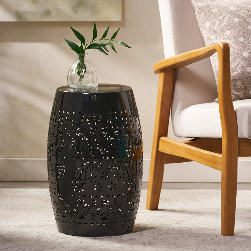  Table d'appoint moderne en métal taillé en dentelle, table d'appoint pour l'extérieur pour patio et jardin, noir, Noir