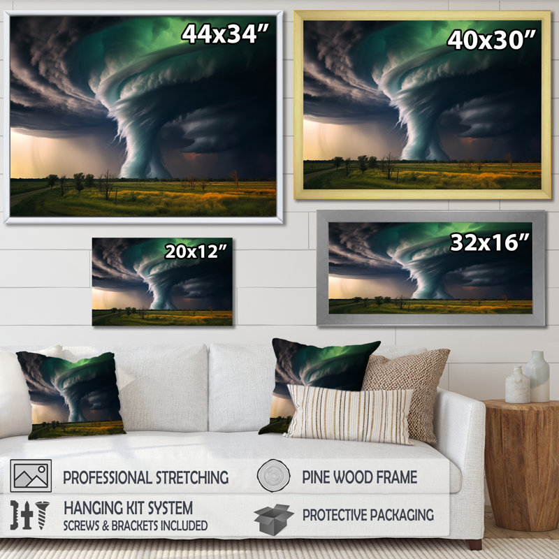 Tempête tornade symphonique - tempêtes, reproduction sur toile, H 30 po x l 40 po x P 1,5 po, Toile tendue