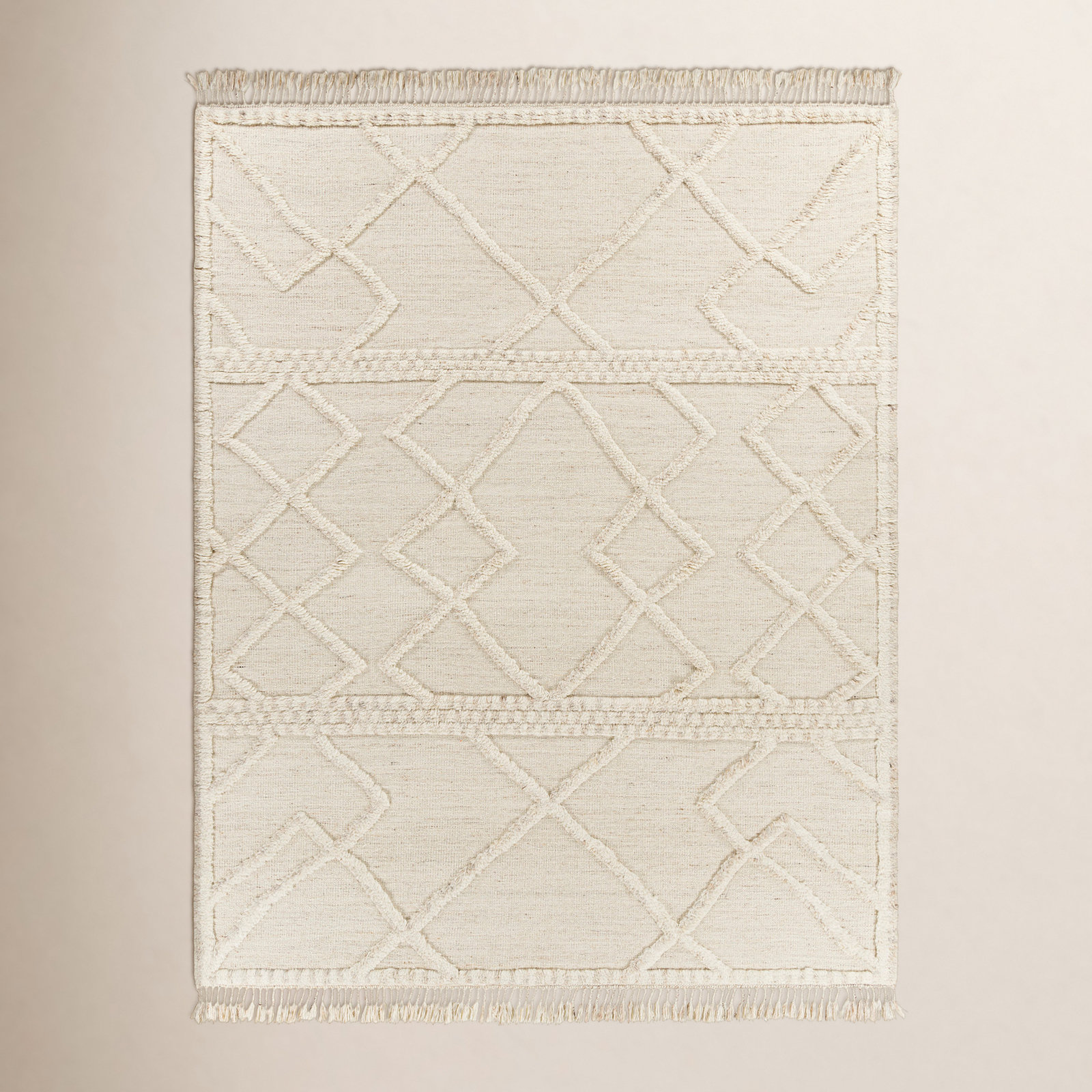 Leanna Hand-Knotted Beige Moroccan Rug, Rectangle 2' x 3'