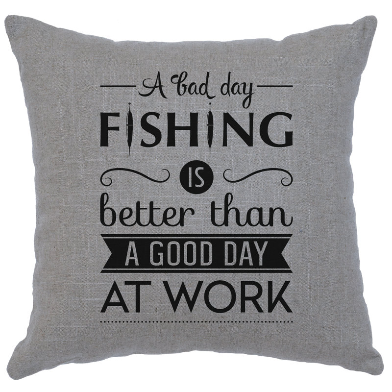 Coussin Wooded River Image - Jour de pêche - Gris lin, Gris