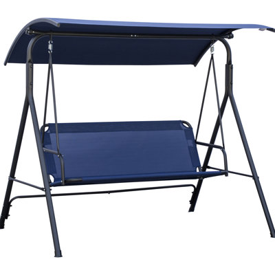 3 balançoires de jardin extérieures avec auvent réglable - bleu foncé pour patio, jardin, bord de piscine, terrasse, cour, auvent et terrasse