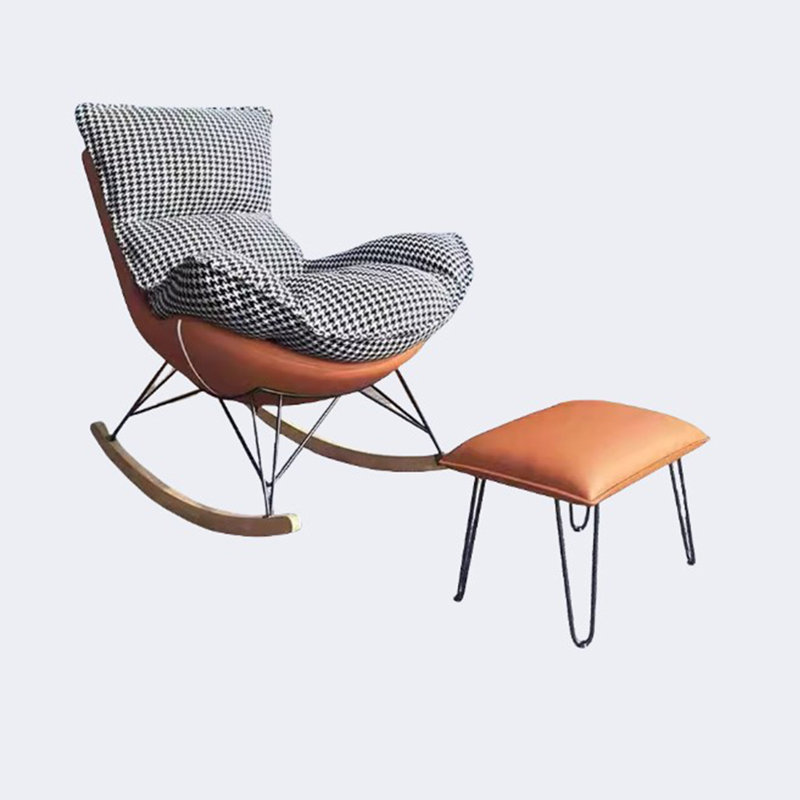 Chaise berçante légère et luxueuse, Noir / blanc / orange