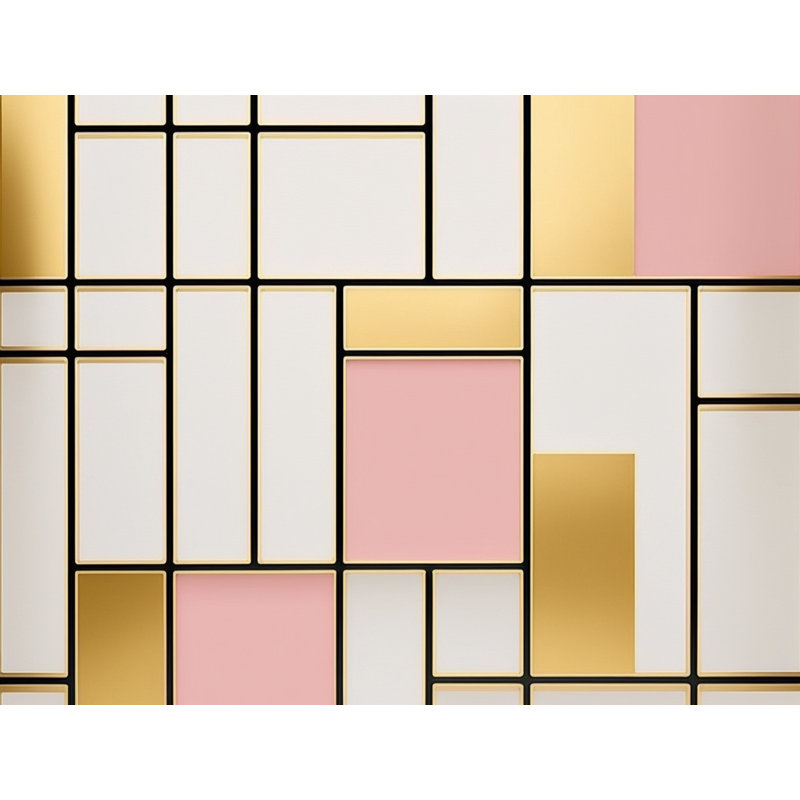 Rideau de douche Mondrian - décor de salle de bain moderne, H 73 po x l 70 po