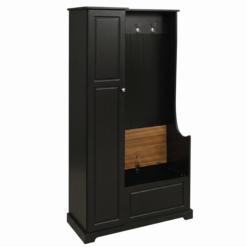 Multifunctional Entryway Hall Tree with Flip-Up Storage Bench, Adjustable Shelves and Hanging Hooks, Heavy-Duty MDF & Particle Board Mudroom Storage Organizer for Home Entryway Décor