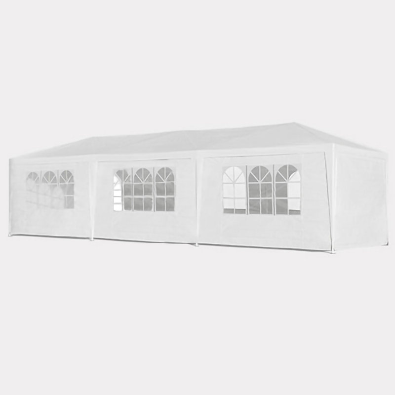 30 Ft. W x 10 Ft. D Metal Party Tent White Canopy For Party Wedding Picnic, 30 ft. W x 10 ft. D