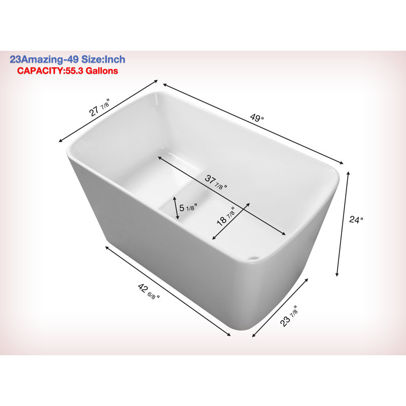 MESA 49'' x 27.88'' Freestanding Soaking Acrylic Bathtub