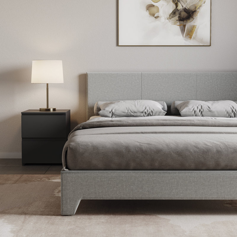 Scipio Upholstered Bed, UKFR Certified, Double (4'6), Light Grey