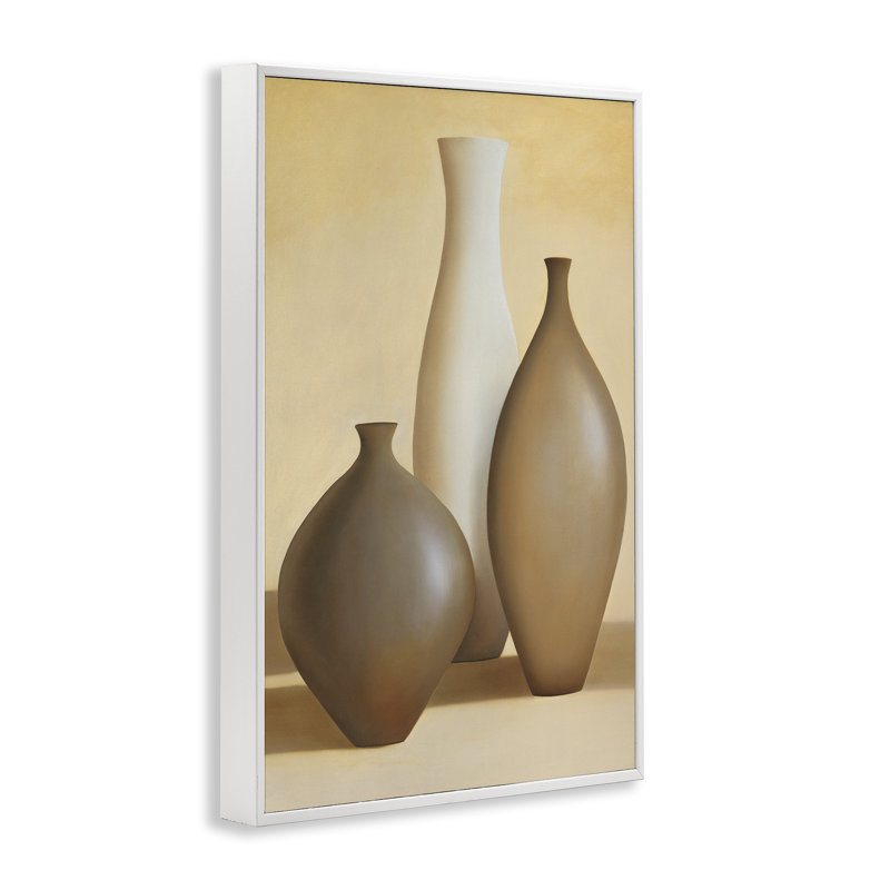 Bouteilles de poterie naturelles encadrées, art giclée par Arlene Stevens bk-044, Giclée encadrée blanc bord de mer