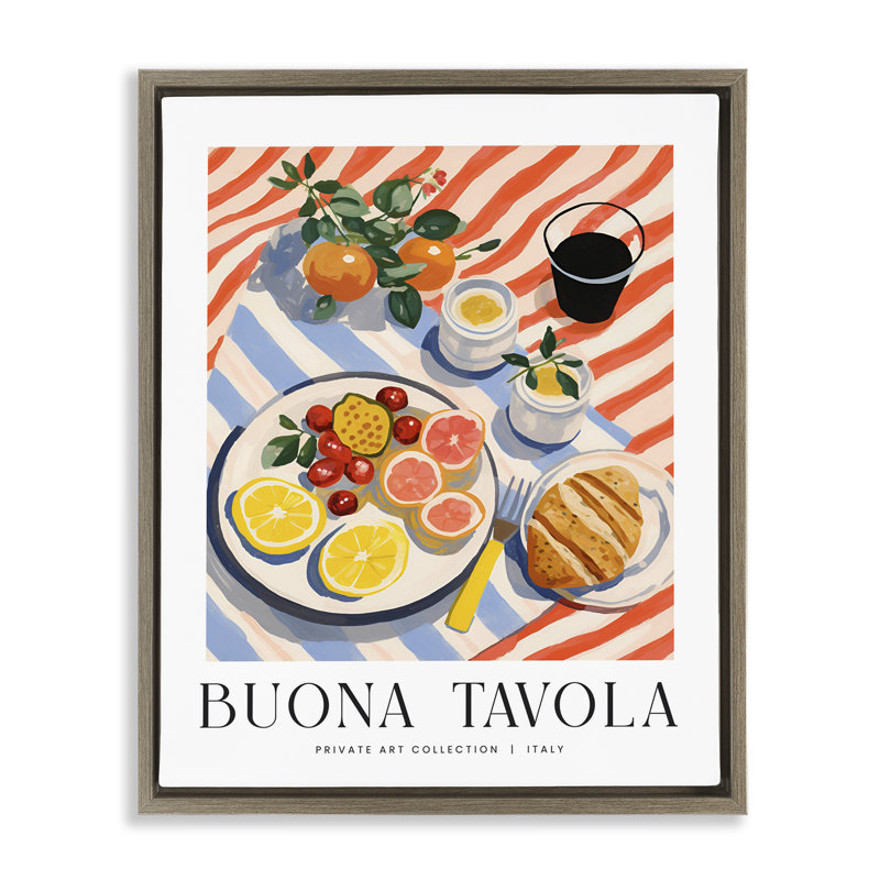 Art mural classique sur toile Floater, avec des lettres et des lignes, Cadre flottant orme Montalcino, 21" H x 17" W