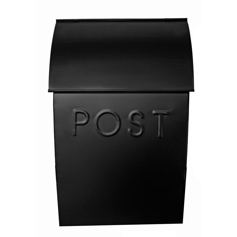 Black Powder Coated Metal Wall Mounted Mailbox with Newspaper Holder