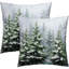 Housse de coussin en pin foncé foncé 18 x 18 pouces, ensemble de 2 - Housse de coussin en flocons de neige Winter Forest