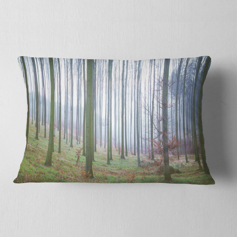 Autumn Tree Trunks Panorama - Forest Printed Throw Pillow