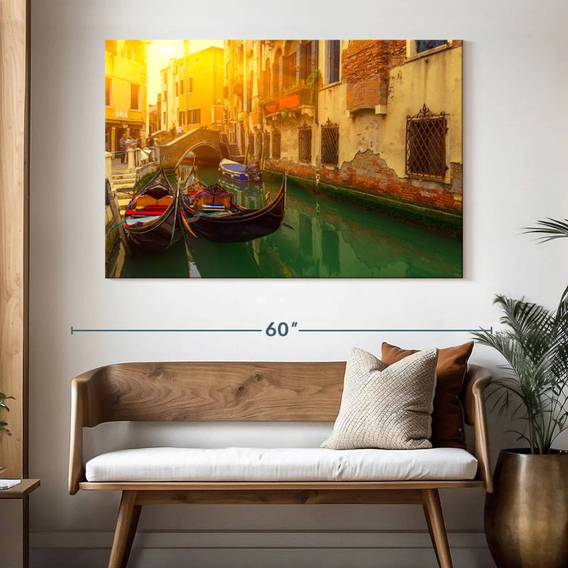 Gondoles du canal Ravi à Venise, H 34 po x l 51 po