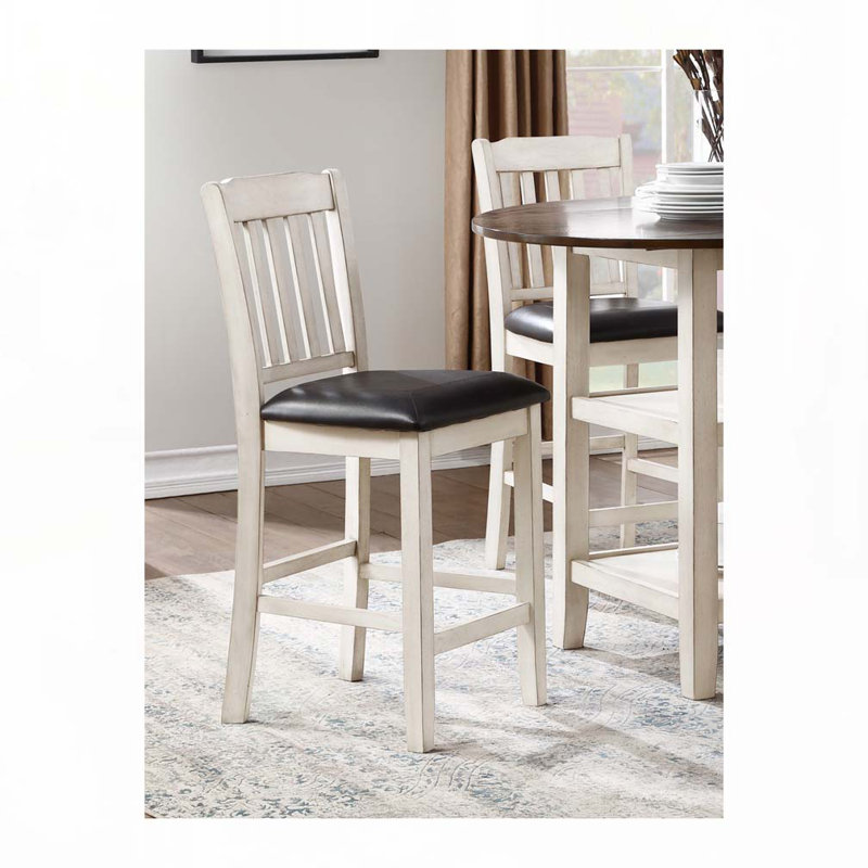 Ensemble de tabourets de bar rembourrés en similicuir avec dossier à lattes, pieds en bois