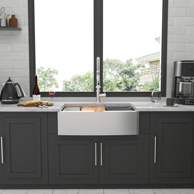 36 Farmhouse Sink Workstation - 36*22*10 Inch Kitchen Sink Stainless Steel 16 Gauge Apron Front Kitchen Sink