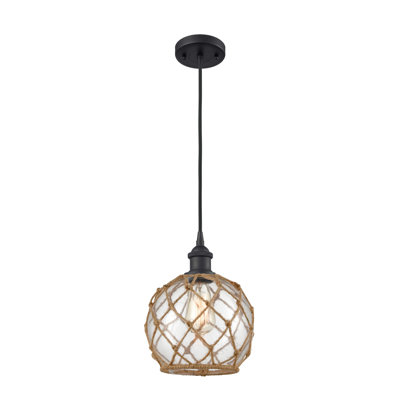 Luminaire suspendu en forme de globe à 1 lumière avec accents en corde Tobey