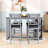 5Pcs Dining Set with Counter Height Table, 4 Upholstered Chairs and Built-In Storage Shelves-1874736986
