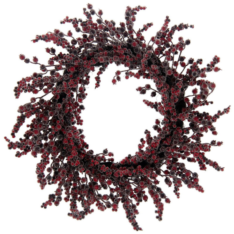 28" Winter Icy Red & Burgundy Berry Wreath.