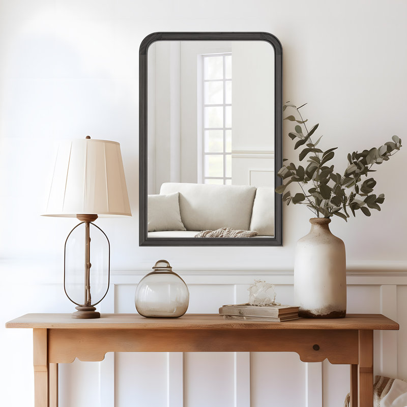 Bathroom/Vanity Wall Mirror with Wood Frame, 36" x 24", Black