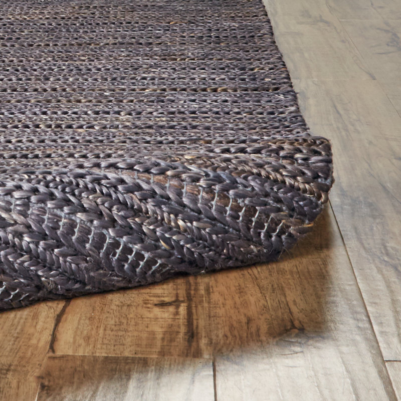 Tapis en jute onyx tissé à plat à la main Riaria, Rectangle 4 pi x 6 pi