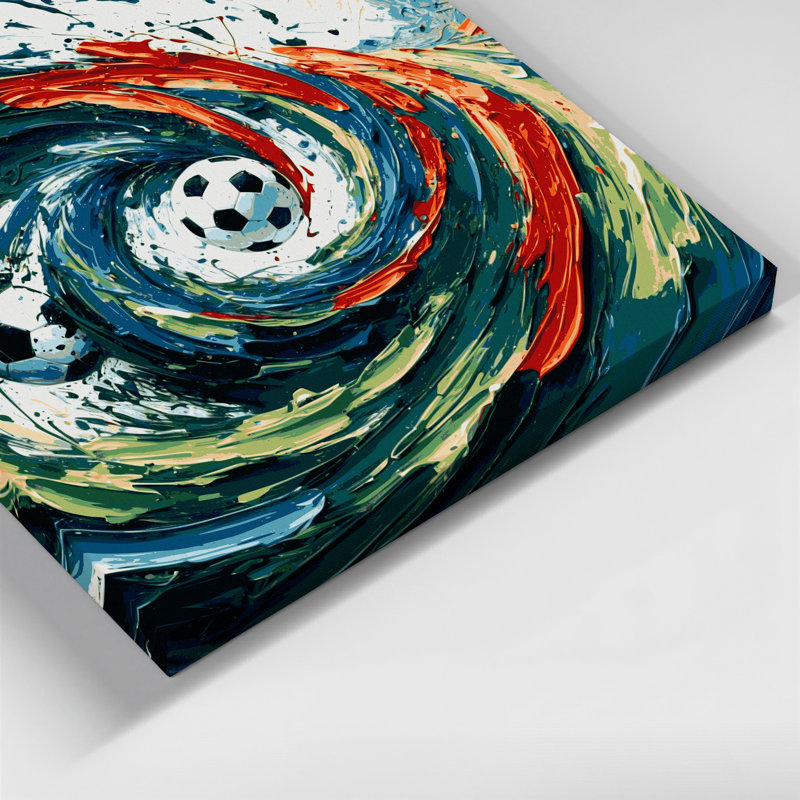 Art sportif sur toile bleue, 8" H x 8" W