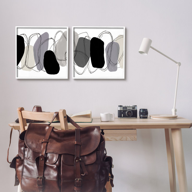 "Contemporary Contemporary Oblique Circular Scribble Outline" par Ruth Fromstein - ensemble de 2 impressions sur toile