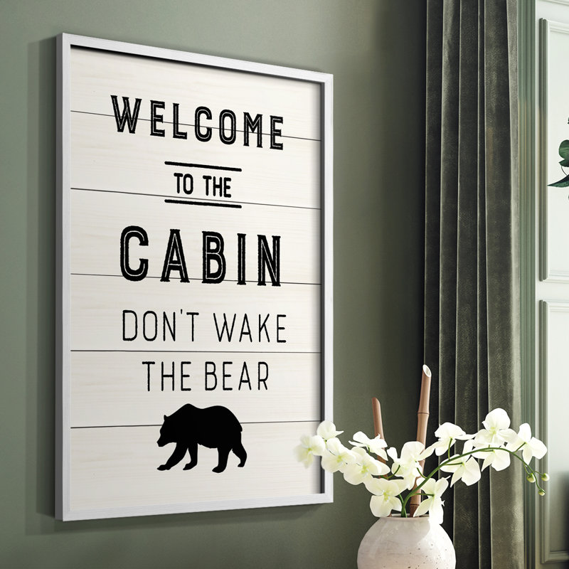 «Welcome to the Cabin», reproduction encadrée en bois massif, H 20 po x l 16 po, Blanc