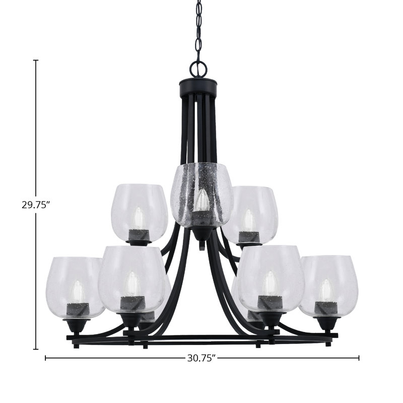 Paramount 9 Light Uplight Chandelier, Seeded Clear